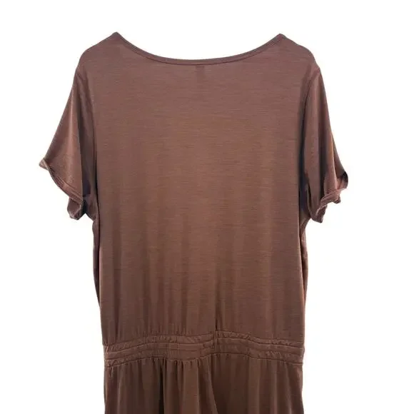 Vuori All Day Jumpsuit Short Sleeve Rolled Crop Terracotta Heather Brown Size XL - Picture 10 of 14
